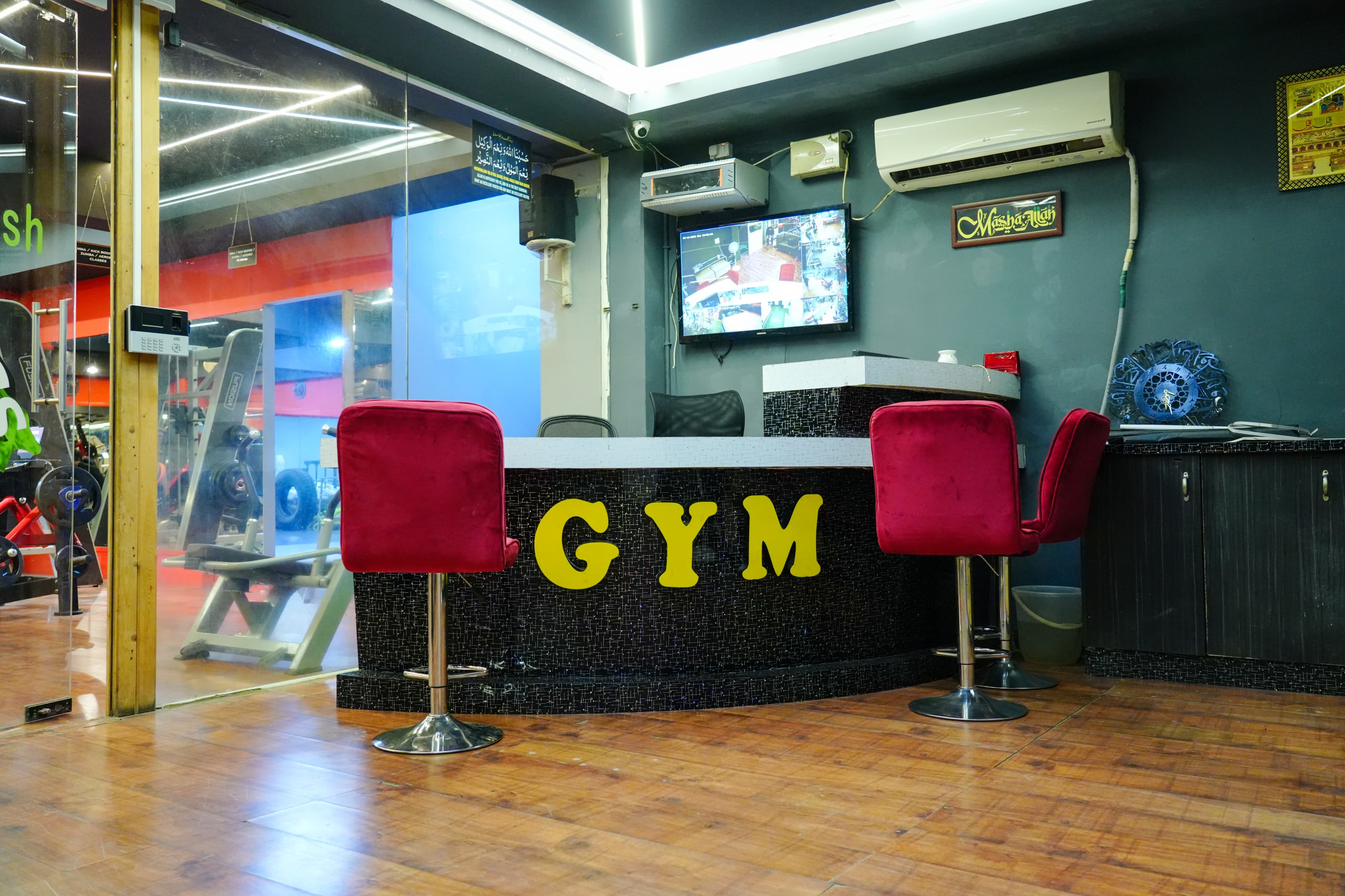 Reception and enquiry counter at HyperX Gym near Nagavara